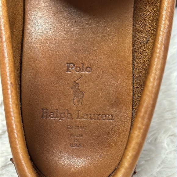 Vintage Polo Ralph Lauren Made USA Buckle Pebbled Leather Slip On Loafers  Sz 9 main image 4
